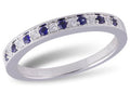 Sapphire and Diamond Alternating Band - White Gold
