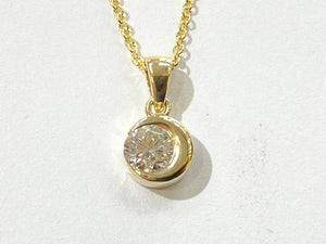 Crescent Moon Pendant with Diamond - Yellow Gold