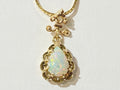 Opal Drop Pendant with Scalloped Design - Yellow Gold