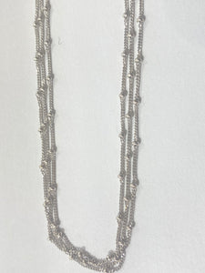 Triple Strand Beaded Necklace - White Gold