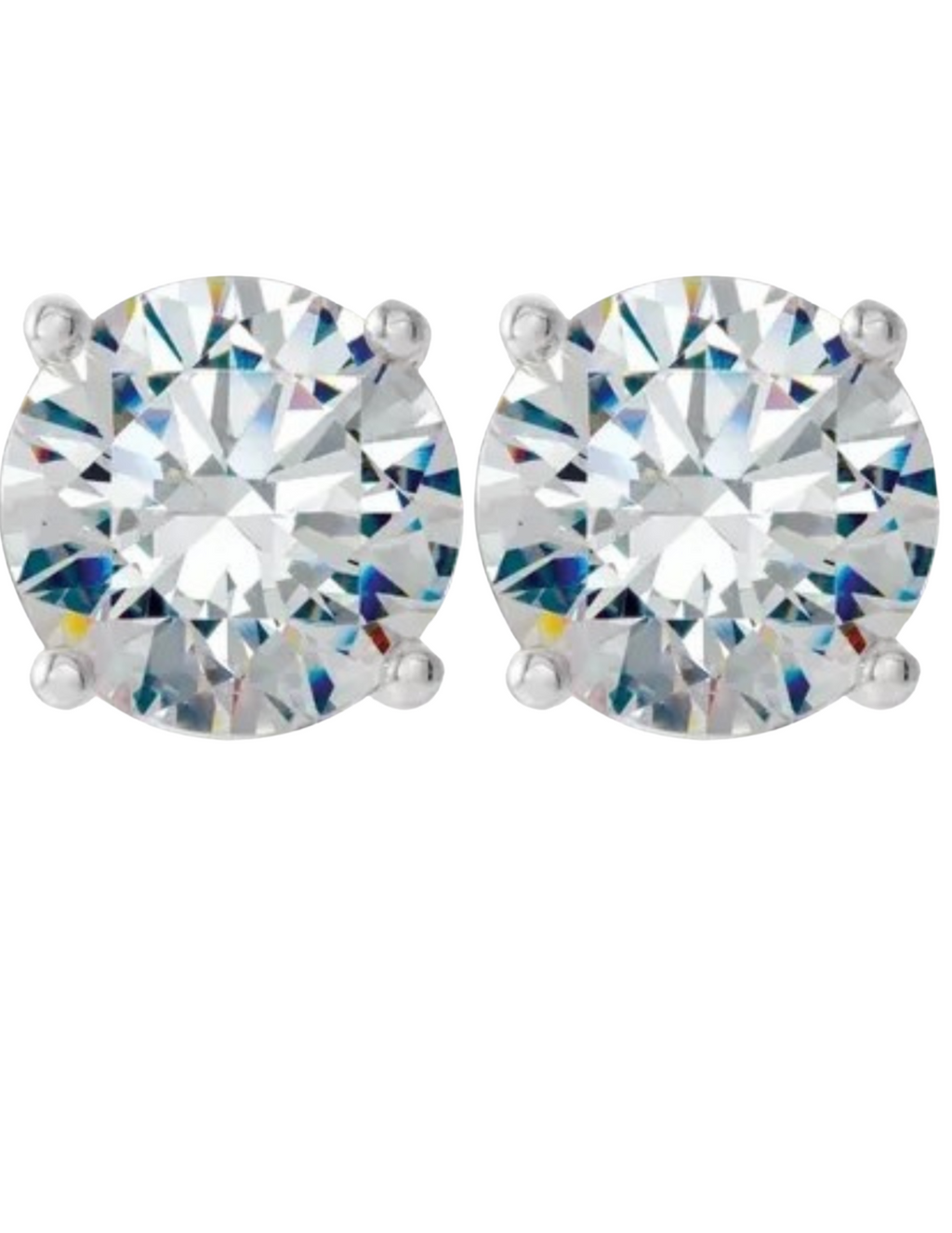 Lab Diamond Stud Earrings 4.04ctw - White Gold