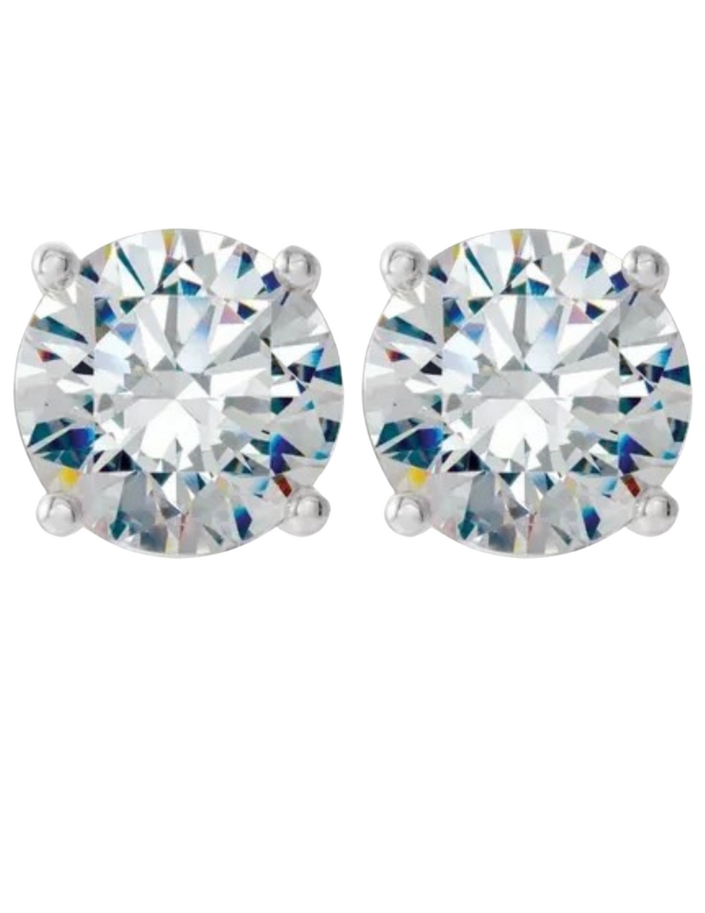 Lab Diamond Stud Earrings 3.02ctw - White Gold