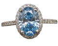 2.00ct Oval Lab Grown Blue Diamond Ring with Diamond Halo and Shank - Platinum