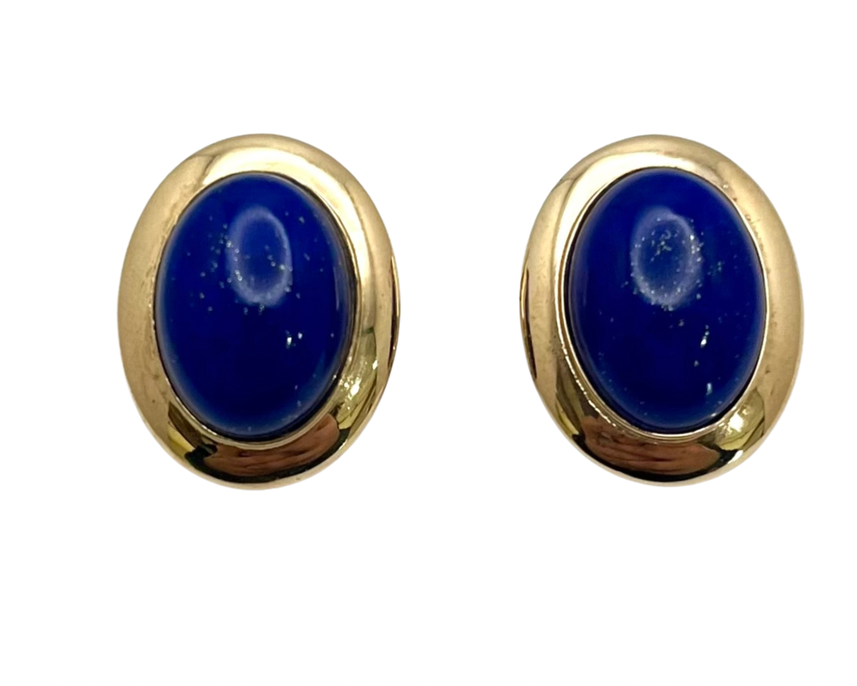 Oval Lapis Earrings - Yellow Gold