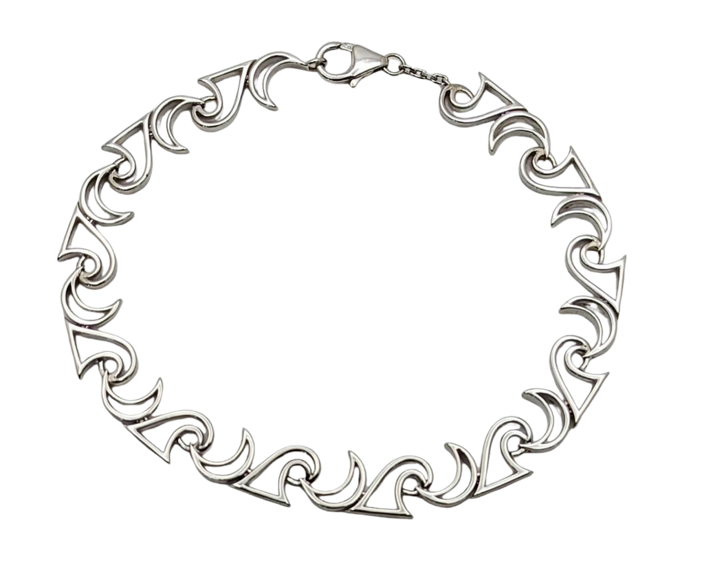 Moon And Wave Link Bracelet - Sterling Silver