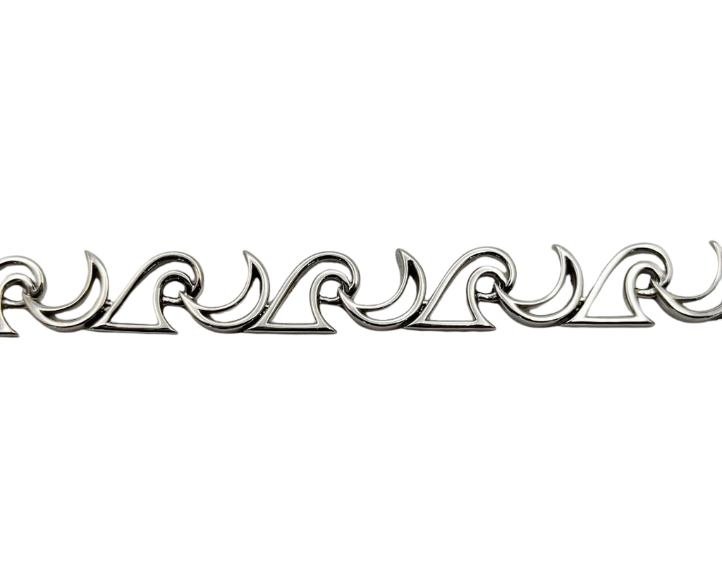 Moon And Wave Link Bracelet - Sterling Silver