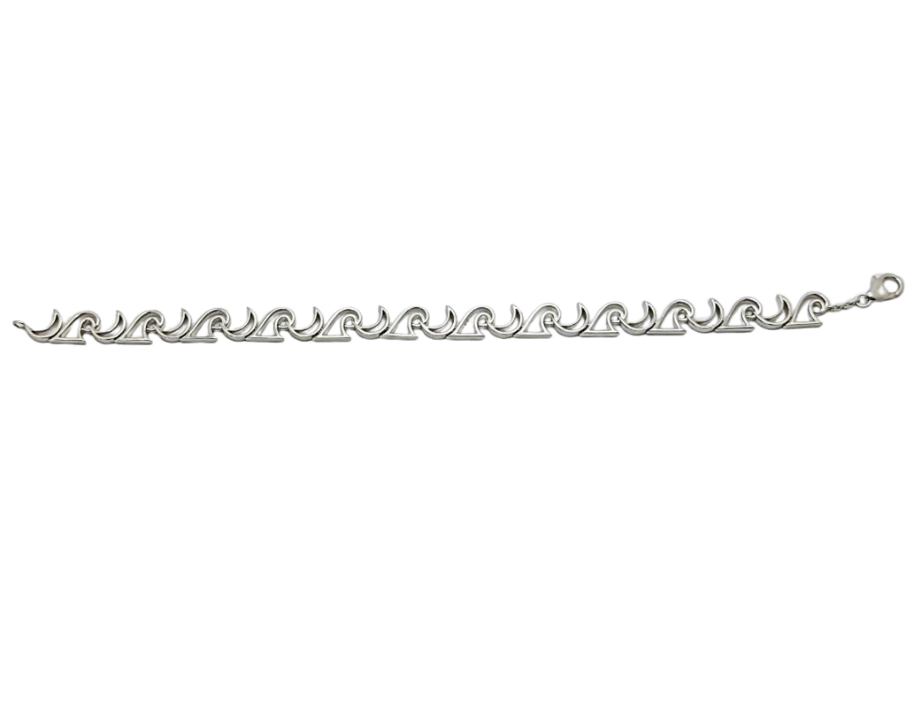 Moon And Wave Link Bracelet - Sterling Silver