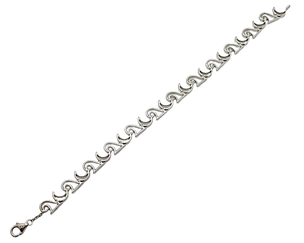 Moon And Wave Link Bracelet - Sterling Silver