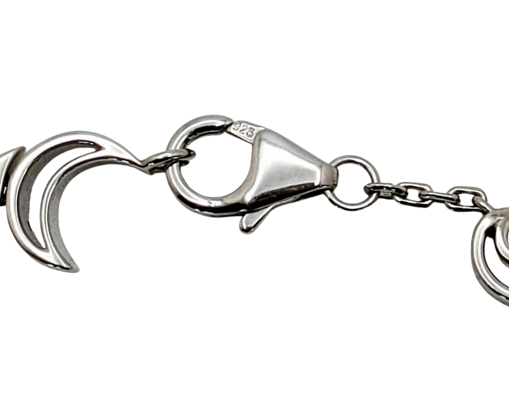 Moon And Wave Link Bracelet - Sterling Silver