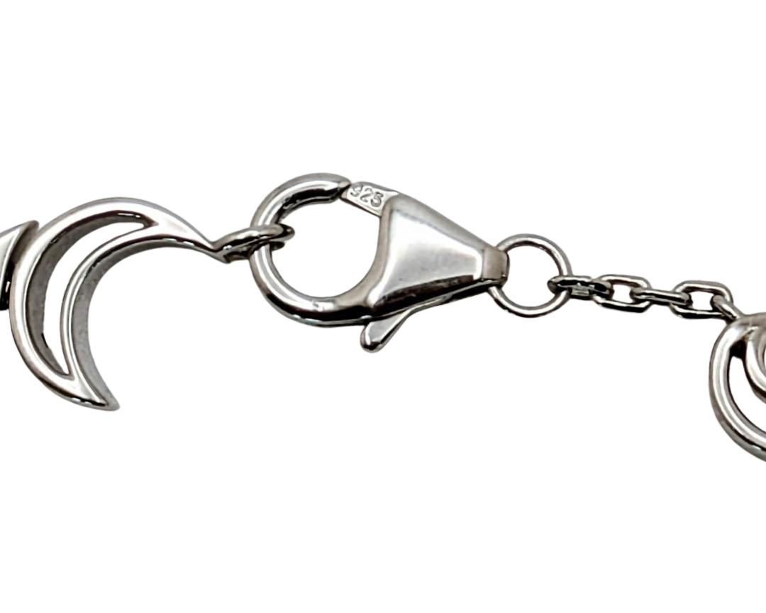 Moon And Wave Link Bracelet - Sterling Silver