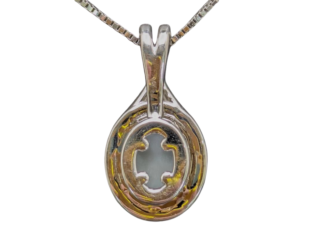 1.77ct Australian Black Opal Pendant with Pave Diamond Halo - White Gold