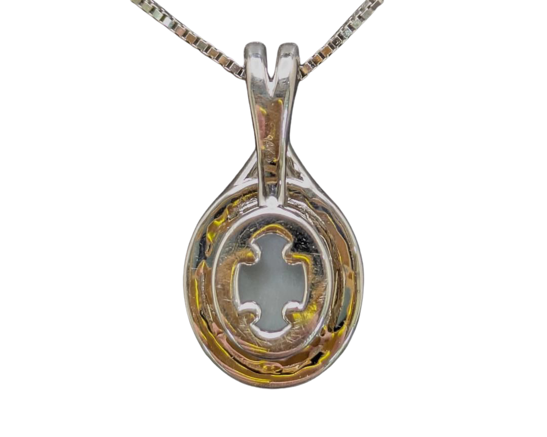 1.77ct Australian Black Opal Pendant with Pave Diamond Halo - White Gold