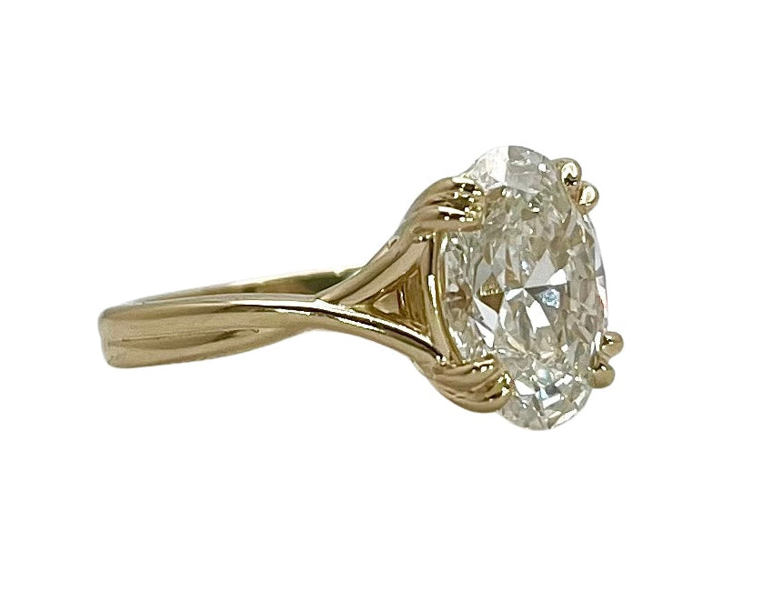 3.05ct Oval Cut Lab Grown Diamond Ring- Yellow Gold