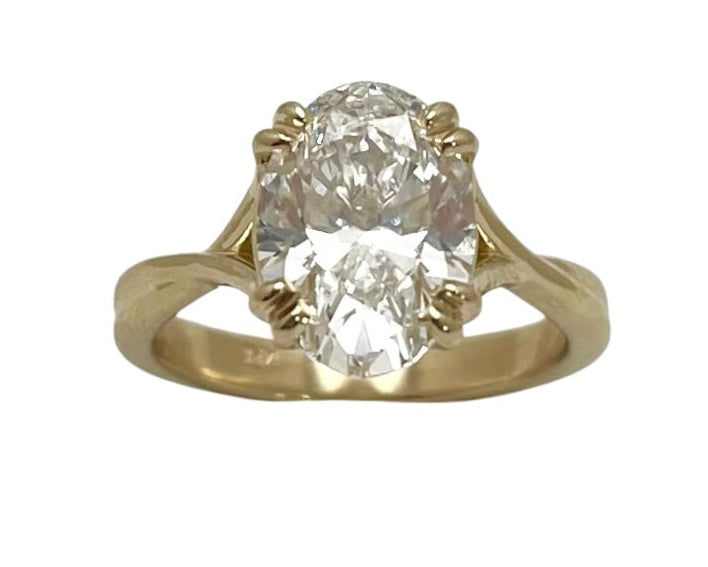 3.05ct Oval Cut Lab Grown Diamond Ring- Yellow Gold