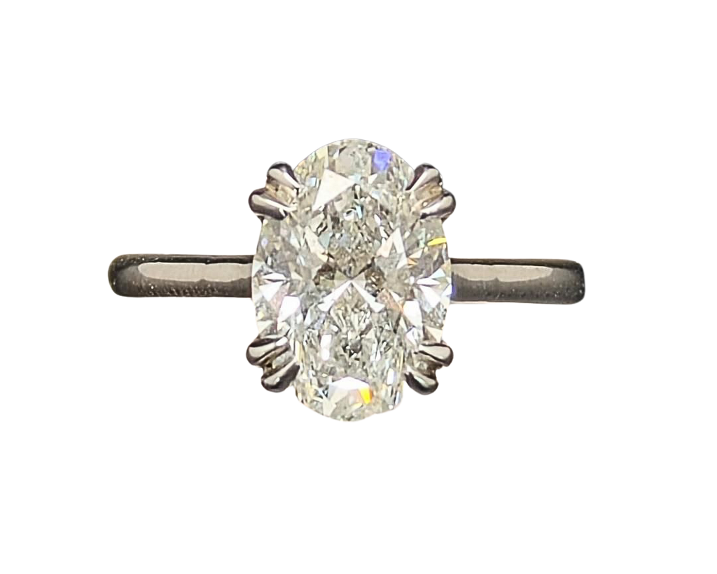 3.05ct Oval Lab Grown Solitaire Ring - White Gold