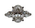 3.06ct Lab Grown Oval Diamond Ring with Pear Accent Diamonds - White Gold