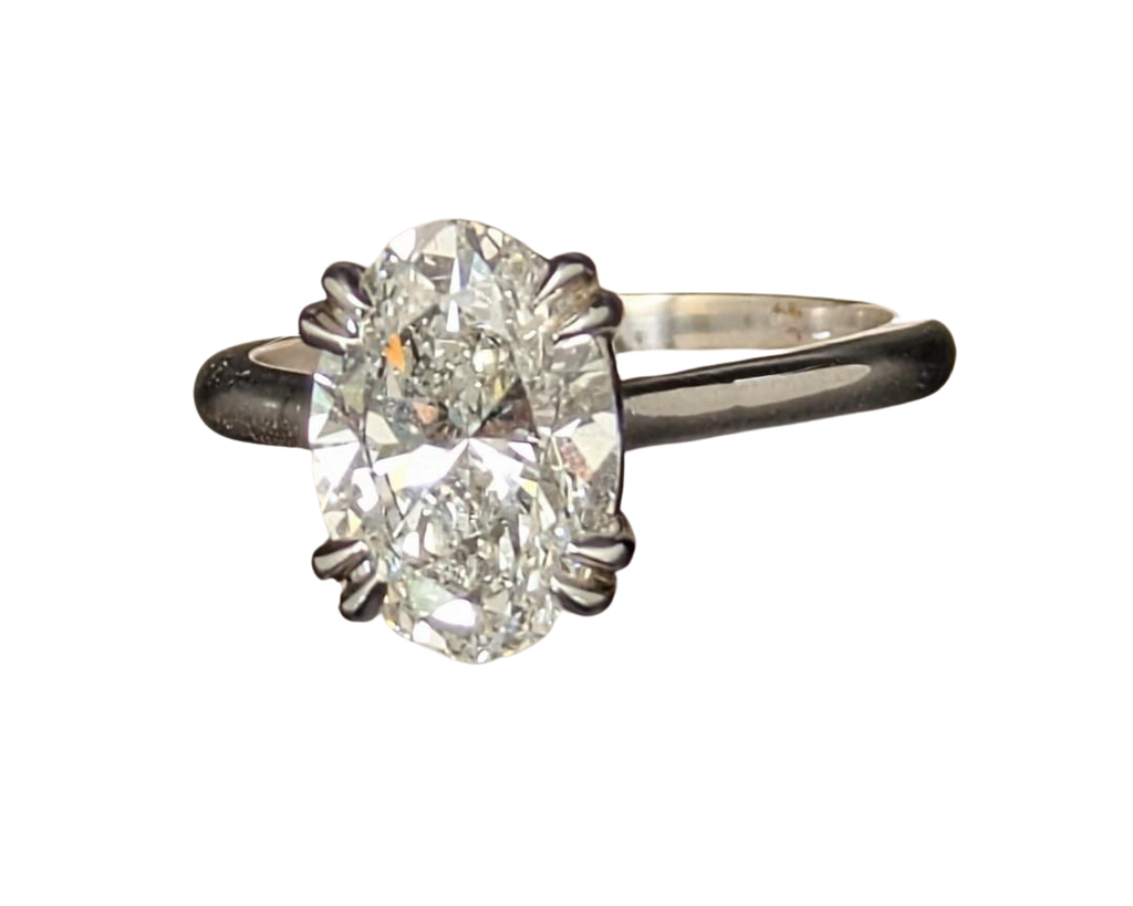 3.05ct Oval Lab Grown Solitaire Ring - White Gold