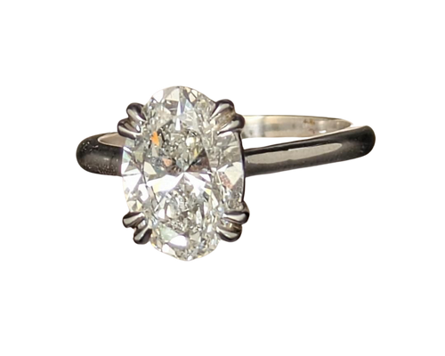 3.05ct Oval Lab Grown Solitaire Ring - White Gold