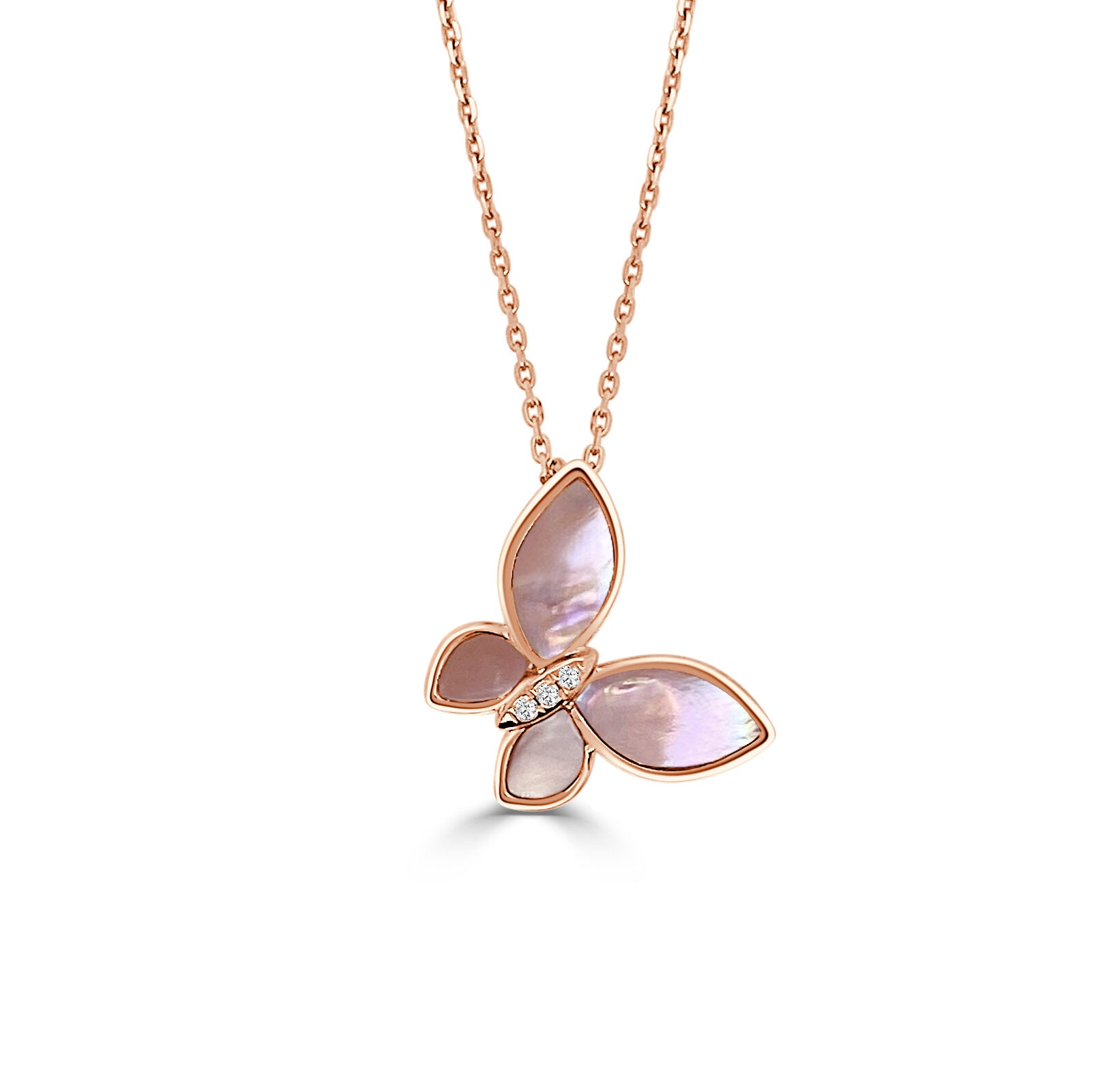 Butterfly Pendant w/Diamonds and Mother of Pearl Inlay