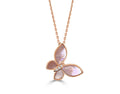 Butterfly Pendant with Diamonds and Mother of Pearl Inlay - Rose Gold