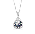Plume Drop Pendant with Abalone Inlay - White Gold