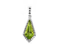Kite Shape Peridot Pendant with Diamond Accents - White Gold