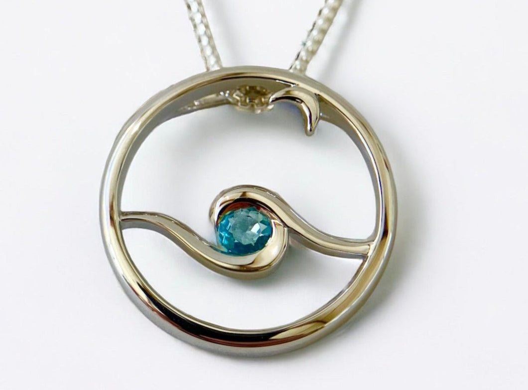 Moon Glow Pendant w/ Blue Topaz - Silver
