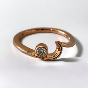 Wave Seeker Ring w/ Diamond - Rose Gold