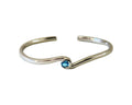 Crescent Moon Wave Cuff with Blue Topaz - Silver