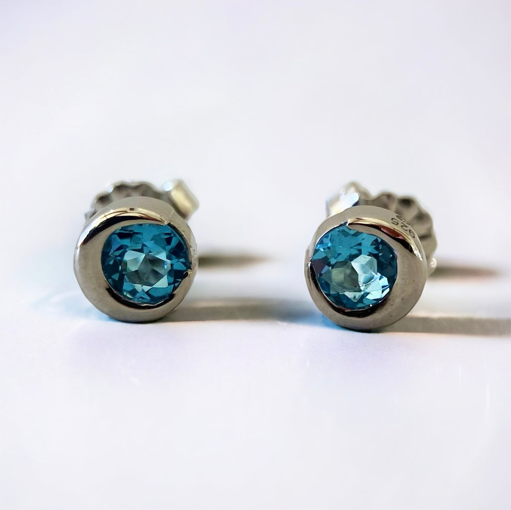 Blue Topaz Crescent Moon Earrings Blue Topaz Crescent Moon Earrings
