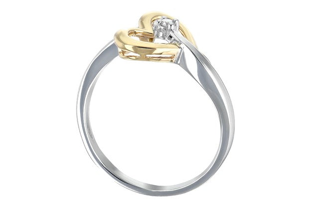 Heart Ring with Diamond Accent - Two Tone