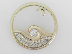Moon Glow Pendant with Diamond Center and Accenting Diamonds - Yellow Gold