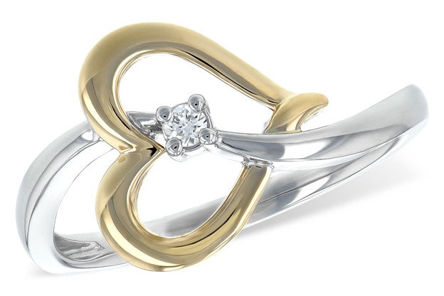 Heart Ring with Diamond Accent - Two Tone