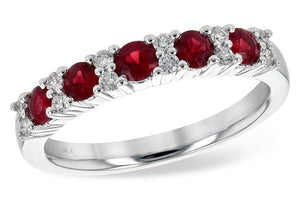 Ruby and Diamond Alernating Band - White Gold