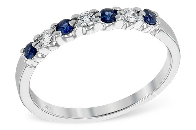 Sapphire and Diamond Alternating Band - White Gold