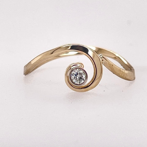 Diamond Accented Cresting Wave Ring - Yellow Gold