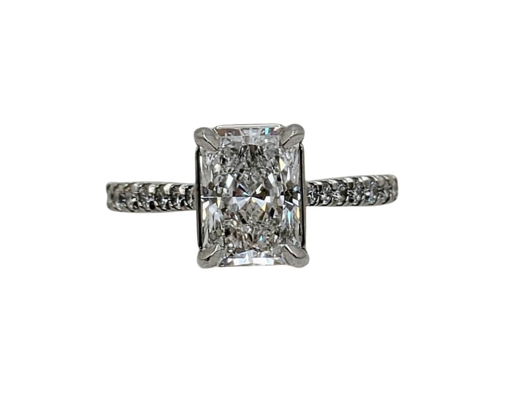 2.05 Radiant Cut Lab Grown Diamond Ring with Diamond Accents - Platinum