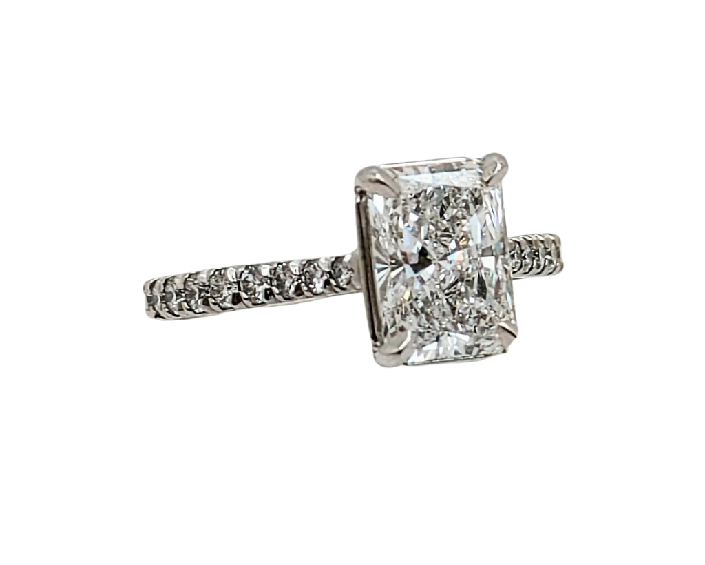2.05 Radiant Cut Lab Grown Diamond Ring with Diamond Accents - Platinum