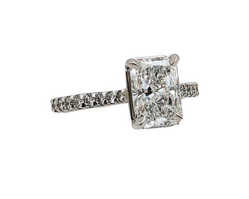 2.05 Radiant Cut Lab Grown Diamond Ring with Diamond Accents - Platinum