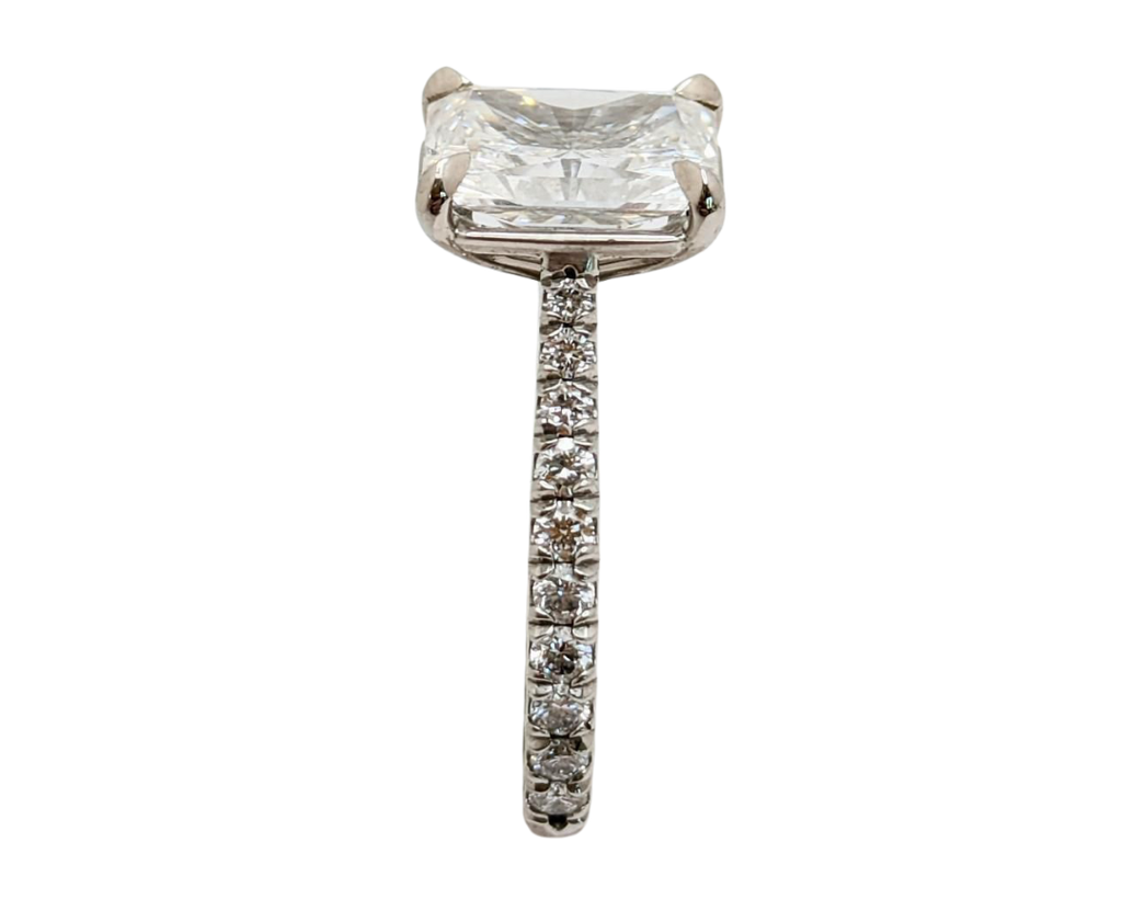 2.05 Radiant Cut Lab Grown Diamond Ring with Diamond Accents - Platinum