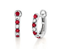 Ruby and Diamond Huggie Style Earrings - White Gold