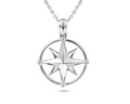 Compass Rose Pendant with White Topaz Accents - Sterling Silver