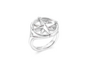 Compass Rose Ring with White Topaz Accents - Sterling Silver