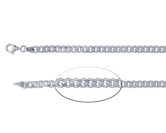 4.0mm Curb Link Chain - Sterling Silver