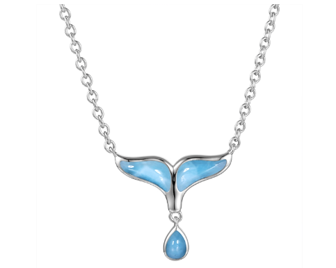 Larimar Whale Tail Necklace - Sterling Silver