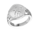 Sand Dollar Ring with White Topaz Accents - Sterling Silver