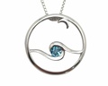 Moon Glow Pendant with Blue Topaz Center - Silver