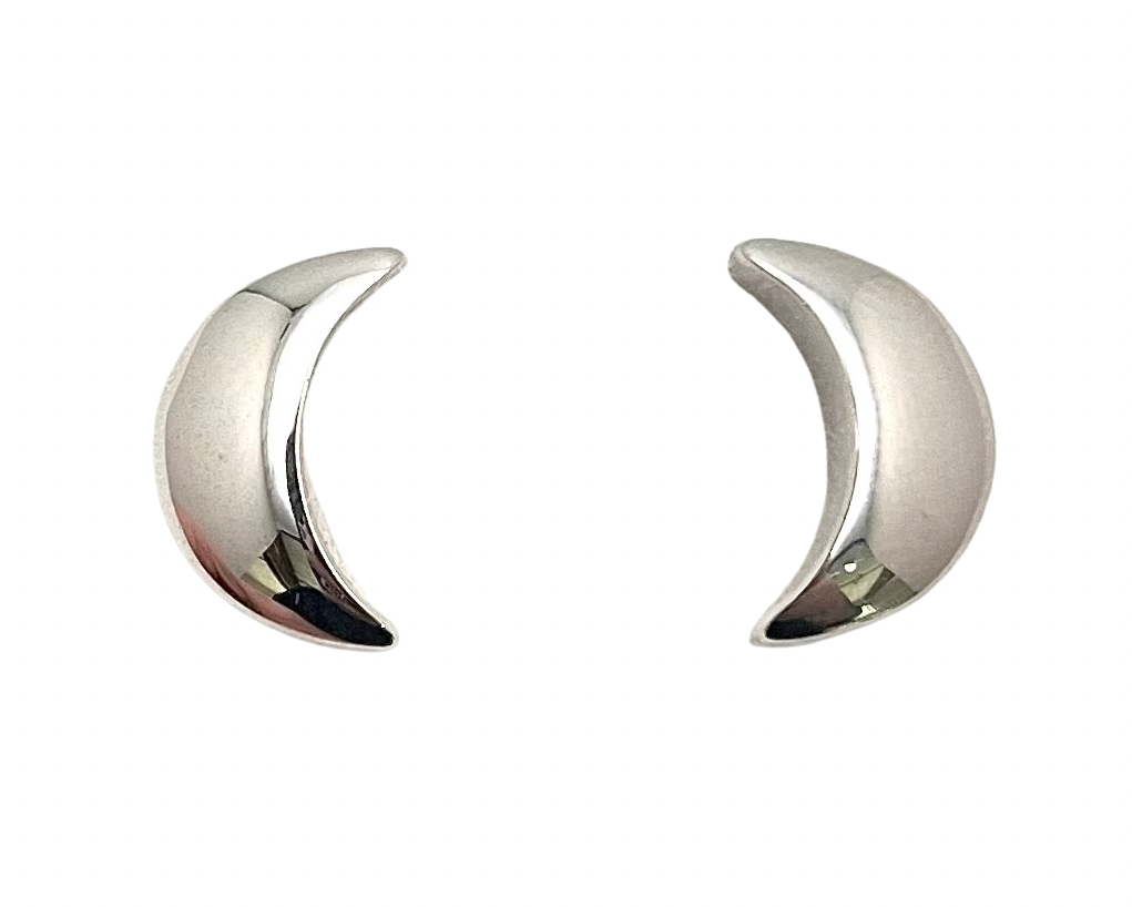 Moonlight Stud Earrings - Silver