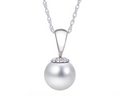 Akoya Pearl Solitaire Pendant - White Gold