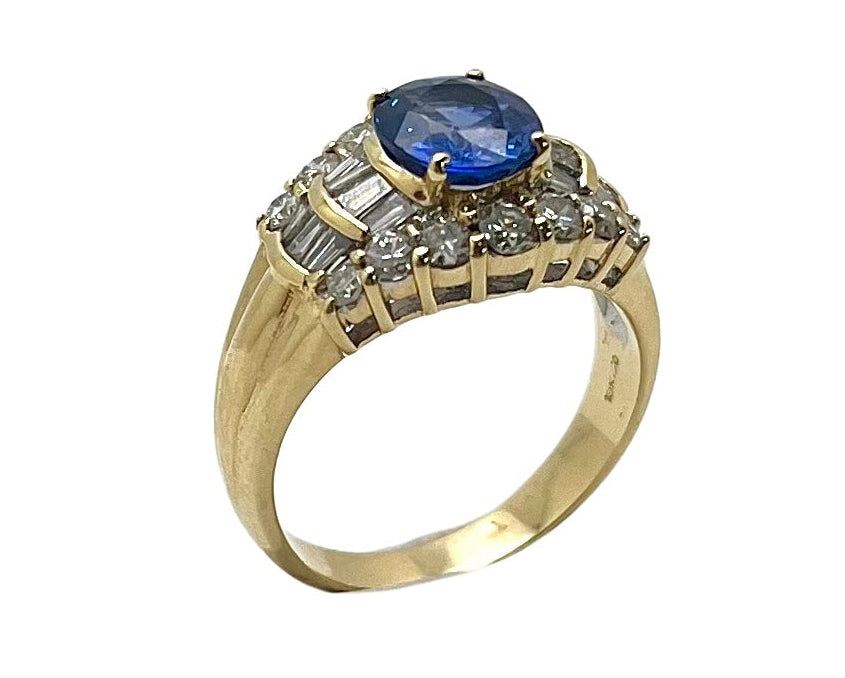 Sapphire and Diamond Ring - Yellow Gold